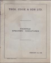 Thos. Cook & Son Ltd. Facsimile Specimen Signatures 