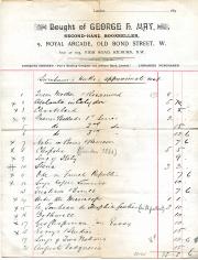 Bookseller's Invoice with manuscript list of Swinburne's works