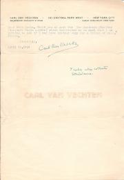 Typed Note Signed by Carl Van Vechten