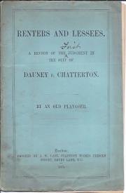 Renters and Lessees. A Review of the Judgment in the Suit of Dauney v. Chatterto