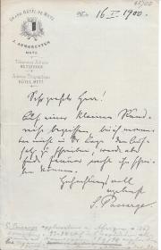 Autograph Note Signed "S. Passarge" (German geographer) 
