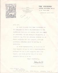 Typed Letter Signed by J. Wilson Taylor, Honorary Secretary, The Pilgrims