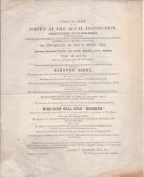 Programme of the Soirée at the Royal Institution