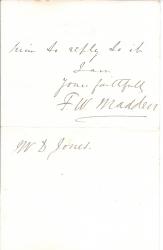 Autograph Letter Signed from Frederic William Madden 