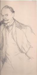 Lithograph of drawing of Thomas Hardy by Sir William Rothenstein