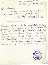 Autograph Note Signed ('M. Willson Disher') to the Clarendon Press