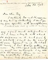 Autograph Letter Signed Henrietta E.V. Stannard, novelist