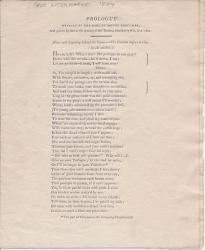 [printed handbill] Prologue written by the Earl of Mount Edgcumbe