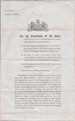 Printed Government circular, Poor Law, 1845