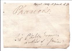 Autograph Signature ('P. Francis:'), cut from letter, of Sir Philip Francis