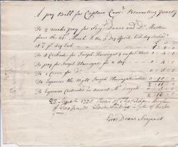 Autograph itemised 'pay Bill for Captain Carrs. Recruiting Party'