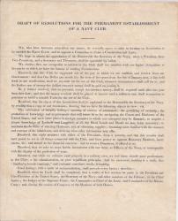 Draft of Resolutions for the Permanent Establishment of a Navy Club