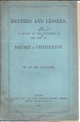 Renters and Lessees. A Review of the Judgment in the Suit of Dauney v. Chatterto