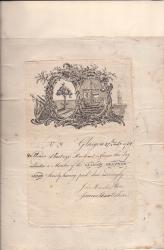 Early Membership Certificate  for the Glasgow Renfrewshire Society.