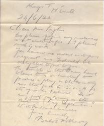 Autograph Letter Signed from the Shakespearian actor Balliol Holloway