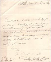 Autograph Letter Signed from 'Dudley Coutts Stuart' 